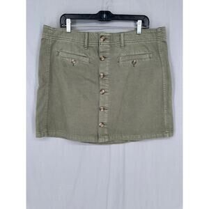 American Eagle Skirt Womens 18 Olive Green Mini Button Denim